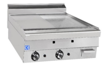 Gas Grillplade 800 x 700 mm 1/2 glat og 1/2 rillet