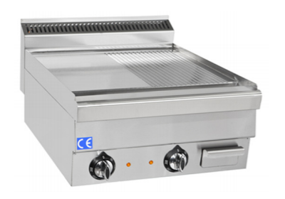 Gas Grillplade 600 x 600 mm 1/2 glat og 1/2 rillet