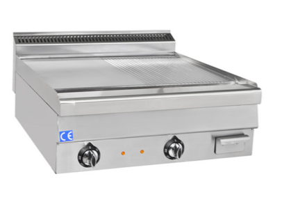Elektrisk Grillplade 800x700 mm 1/2 glat og 1/2 rillet